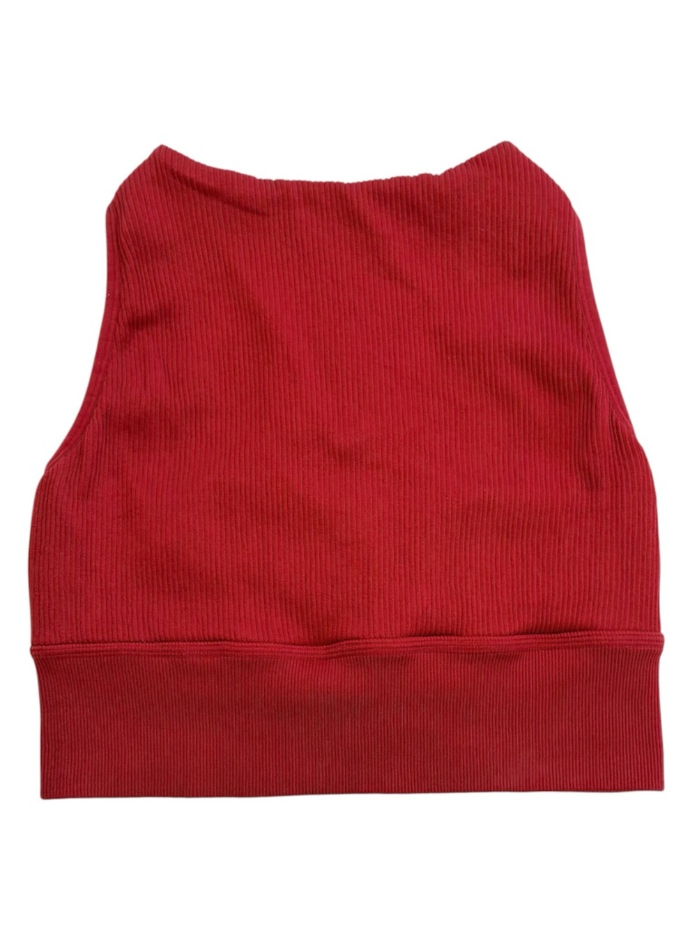 BETSEY JOHNSON Red Ribbed Seamless Sports Bra Crop Top Racerback Workout M